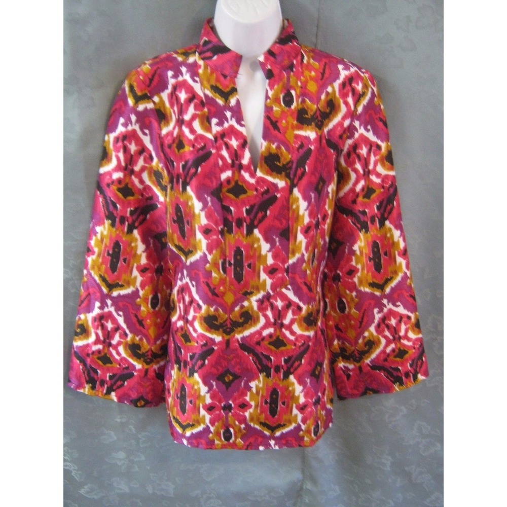 By Eva Tunic Shirt Size Small Abstract Print Silk-Look Pullover Top NWOT